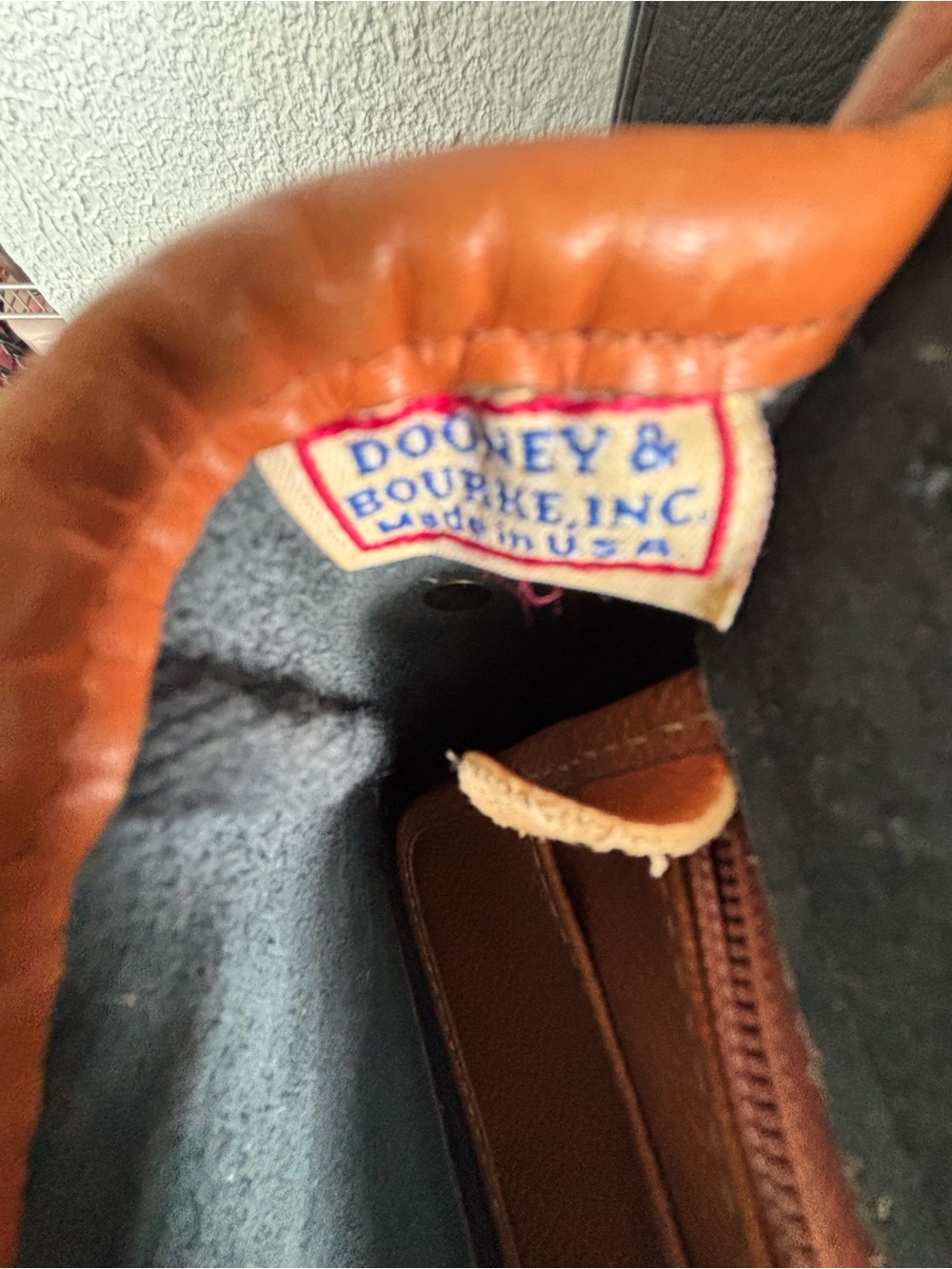Dooney & Bourke Black with Brown Trim Pebbled Leather Satchel - Picture 9 of 13